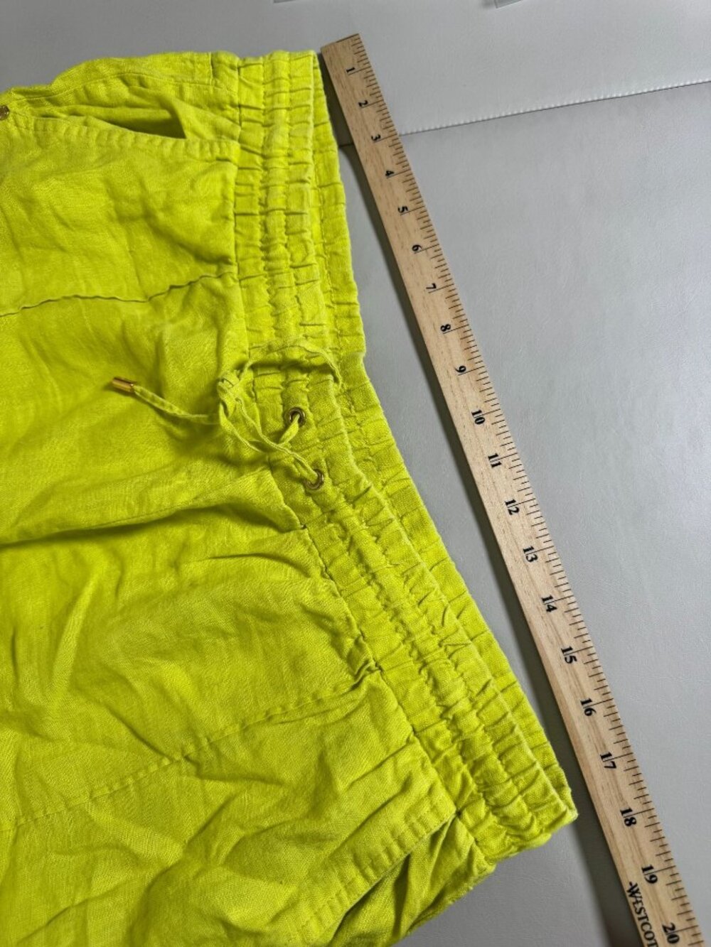 Ellen Tracy Women Lime Green 100% Linen Elastic Waist Pants Size Large Lagenlook - Picture 5 of 15